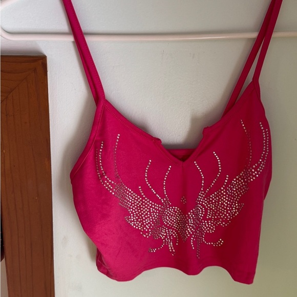 Pink Y2K Rhinestone Embellished Crop Top - Picture 7 of 10